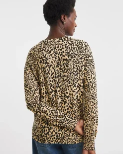 Animal Print Crew Neck Cardigan
