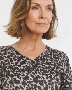 Animal V Neck Soft Touch Longline Top