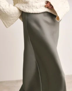 Anthology Pewter Satin Slip Skirt