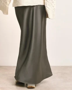 Anthology Pewter Satin Slip Skirt