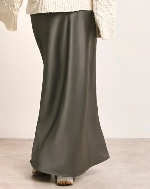 Anthology Pewter Satin Slip Skirt