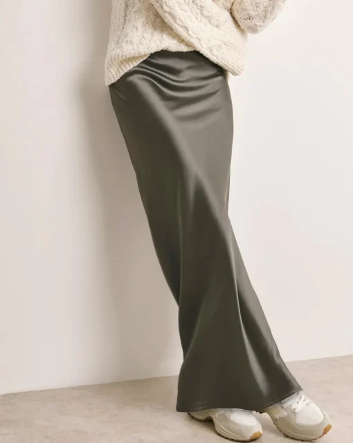 Anthology Pewter Satin Slip Skirt
