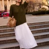 Anthology White Linen Seam Detail Maxi Skirt