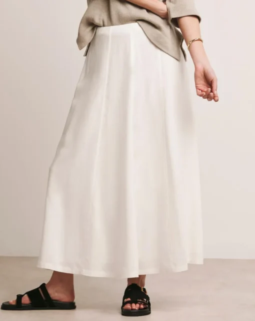 Anthology White Linen Seam Detail Maxi Skirt