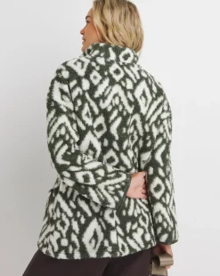 Aztec Borg Longline Quarter Zip Jacket