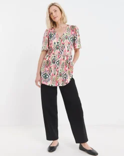 Aztec Print Angel Sleeve Longline Top