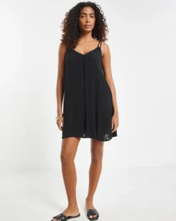 Beach to Beach Black Strappy Mini Beach Dress