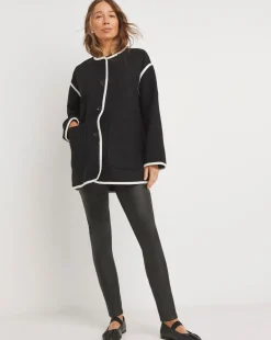 Black Contrast Scarf Coat