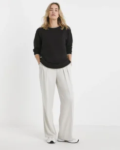 Black Crew Neck Stitch Detail Sweatshirt
