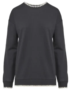 Black Crew Neck Stitch Detail Sweatshirt