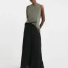 Black Crinkle Tiered Maxi Skirt