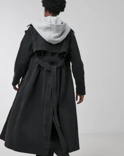 Black Denim Hooded Trench