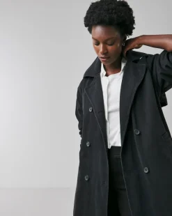 Black Denim Hooded Trench