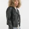 Black Faux Leather Biker Jacket