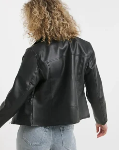 Black Faux Leather Biker Jacket