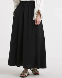 Black Full Hem Textured Volume Maxi Skirt