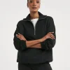 Black Half Zip Bubble Hem Sweatshirt