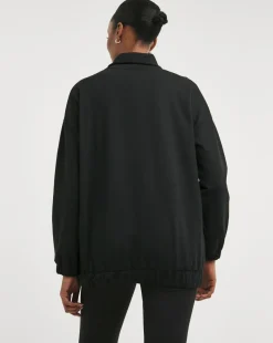 Black Half Zip Bubble Hem Sweatshirt