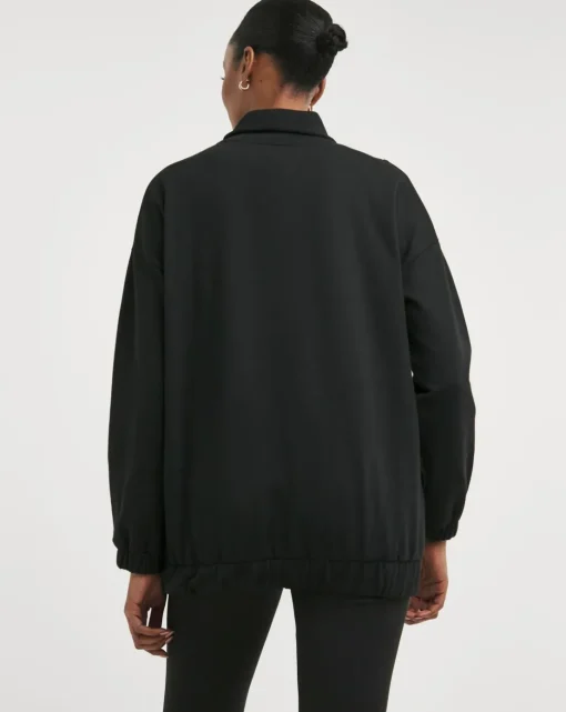 Black Half Zip Bubble Hem Sweatshirt
