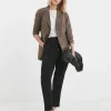 Black Herringbone Tapered Pull On Trouser