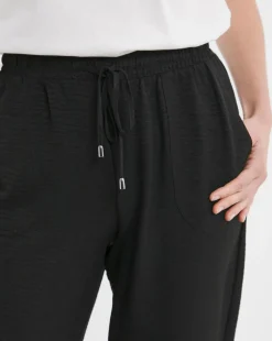 Black Herringbone Tapered Pull On Trouser