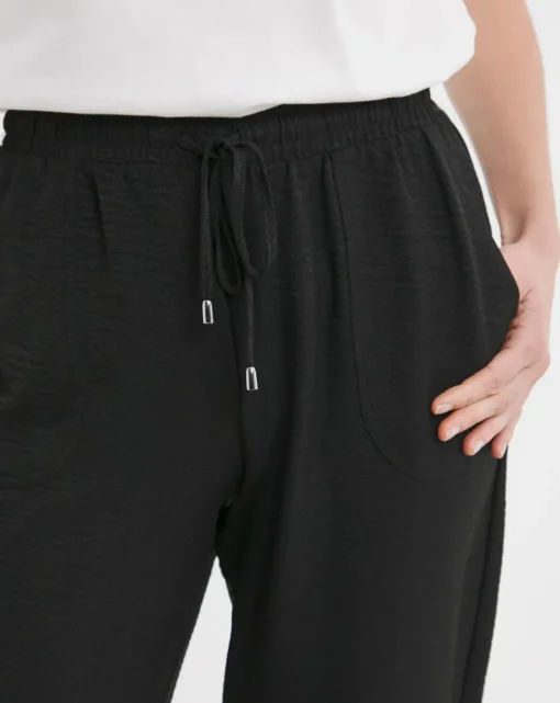 Black Herringbone Tapered Pull On Trouser