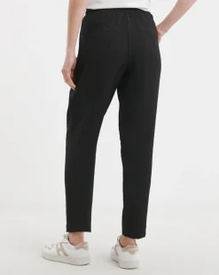 Black Herringbone Tapered Pull On Trouser