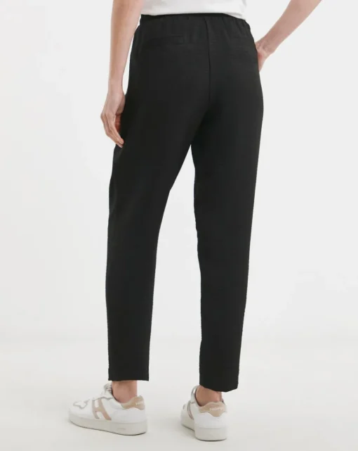 Black Herringbone Tapered Pull On Trouser