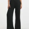 Black Jersey Wide Leg Trousers