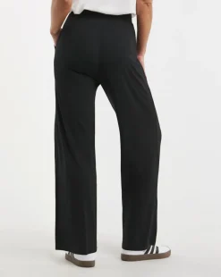 Black Jersey Wide Leg Trousers