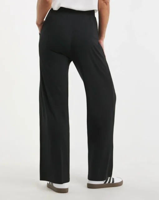 Black Jersey Wide Leg Trousers
