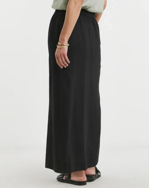 Black Linen Mix Maxi Skirt
