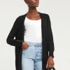 Black Longline Cardigan With Button Cuff