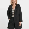 Black Longline Shower Resist Rain Jacket