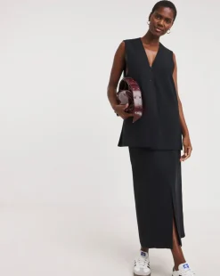Black Longline Waistcoat