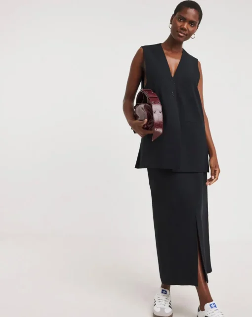 Black Longline Waistcoat