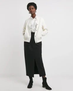 Black Ponte Column Midaxi Skirt