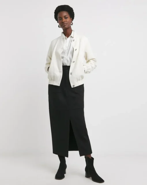 Black Ponte Column Midaxi Skirt