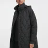 Black Quilt Collar Mid Length Jacket