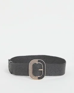 Black Raffia Stretch Belt