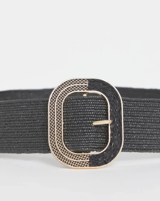 Black Raffia Stretch Belt
