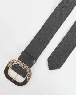 Black Raffia Stretch Belt