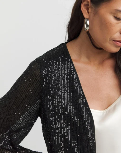 Black Sequin Longline Cardigan