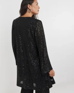 Black Sequin Longline Cardigan