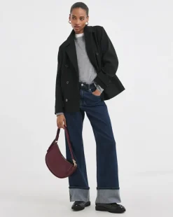 Black Short Reefer Coat