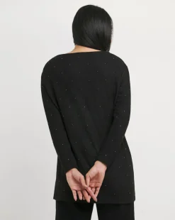 Black Slash Neck Longline Heatseal Soft Touch Top
