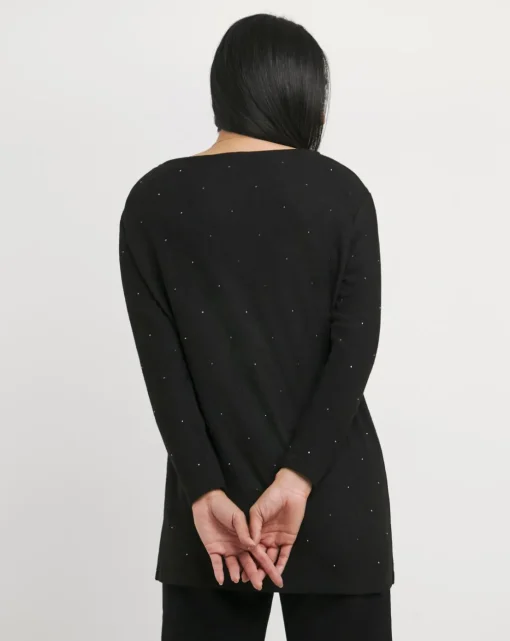 Black Slash Neck Longline Heatseal Soft Touch Top