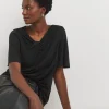Black Twist Detail Angel Sleeve Top