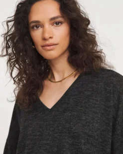Black V Neck Soft Touch Longline Top