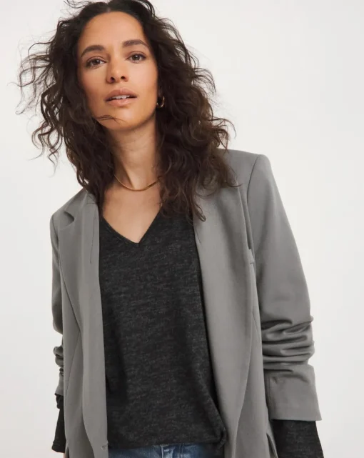 Black V Neck Soft Touch Longline Top